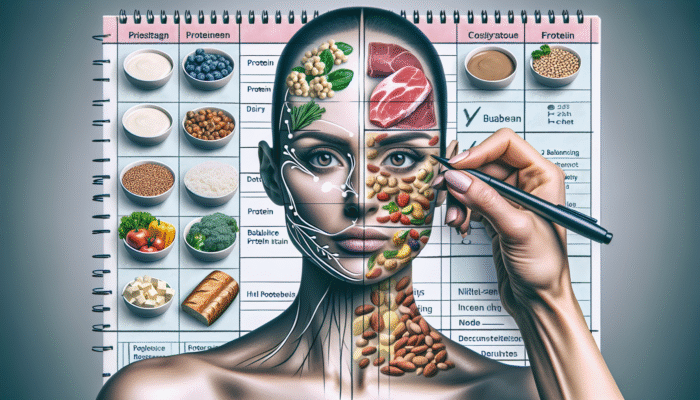 A person planning meals featuring various protein sources and fibre-rich foods for balanced protein intake.