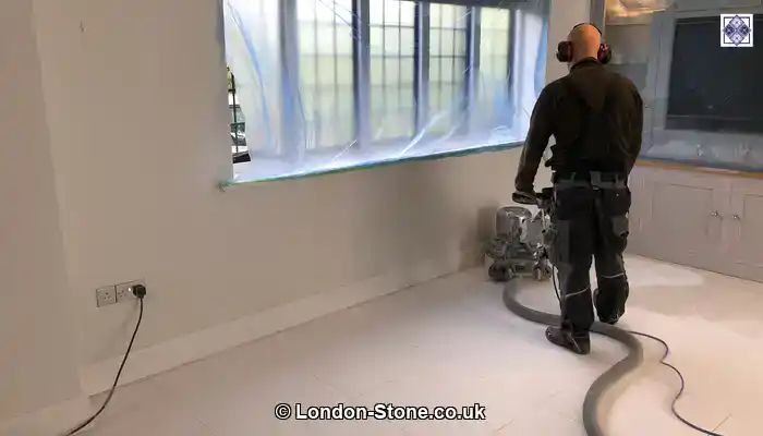 Diamond honing a Limestone floor